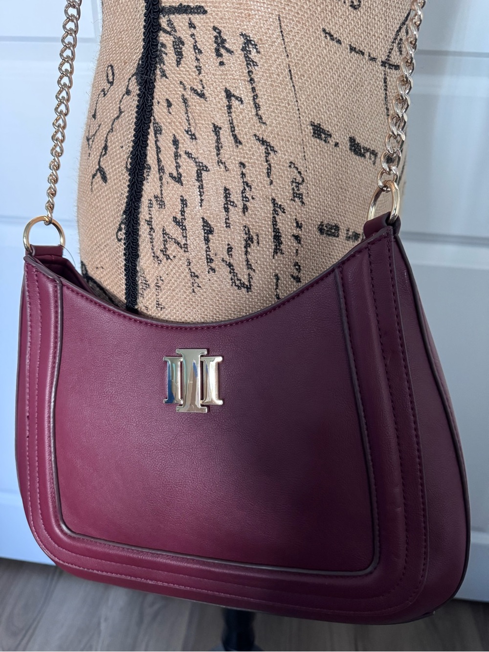 INC Esmie Dark Cherry Leather Shoulder Bag